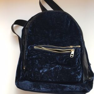 madden girl navy crushed velvet backpack
